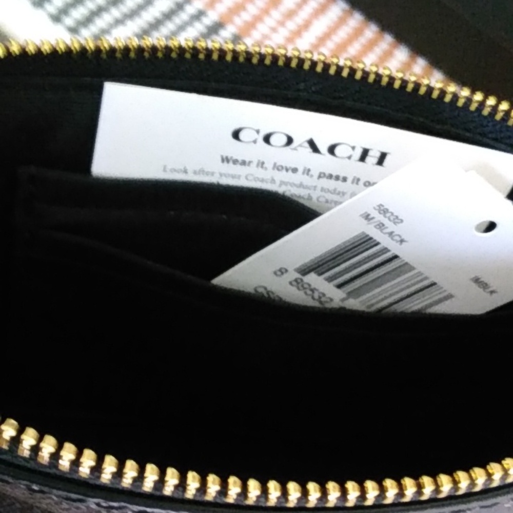 Coach Black Leather Wristlet with Gold Logo Detail - Picture 6 of 6